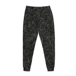 Black Western Damask Floral Print Jogger Pants