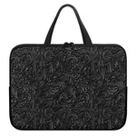 Black Western Damask Floral Print Laptop Sleeve With Handle