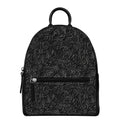 Black Western Damask Floral Print Leather Backpack