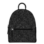 Black Western Damask Floral Print Leather Backpack