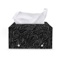 Black Western Damask Floral Print Leather Tissue Box Cover