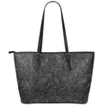 Black Western Damask Floral Print Leather Tote Bag With Zipper