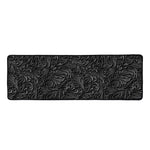 Black Western Damask Floral Print Long Kitchen Mat