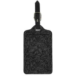 Black Western Damask Floral Print Luggage Tag