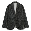 Black Western Damask Floral Print Men's Blazer