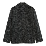 Black Western Damask Floral Print Men's Cotton Blazer