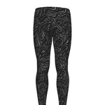 Black Western Damask Floral Print Men's leggings