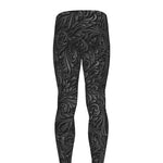 Black Western Damask Floral Print Men's leggings