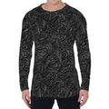 Black Western Damask Floral Print Men's Long Sleeve T-Shirt