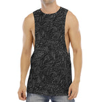 Black Western Damask Floral Print Men's Muscle Tank Top
