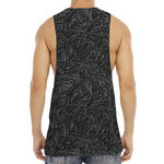 Black Western Damask Floral Print Men's Muscle Tank Top