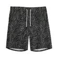 Black Western Damask Floral Print Men's Athletic Shorts
