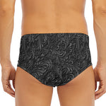 Black Western Damask Floral Print Men's Triangle Swim Briefs