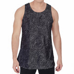 Black Western Damask Floral Print Men's Velvet Tank Top