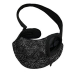 Black Western Damask Floral Print Pet Sling Carrier