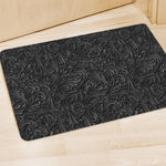 Black Western Damask Floral Print Polyester Doormat
