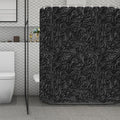 Black Western Damask Floral Print Polyester Shower Curtain