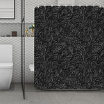 Black Western Damask Floral Print Polyester Shower Curtain