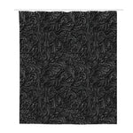 Black Western Damask Floral Print Polyester Shower Curtain