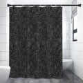 Black Western Damask Floral Print Premium Shower Curtain