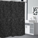 Black Western Damask Floral Print Premium Shower Curtain