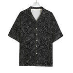 Black Western Damask Floral Print Rayon Hawaiian Shirt
