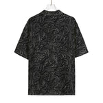 Black Western Damask Floral Print Rayon Hawaiian Shirt