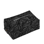Black Western Damask Floral Print Rectangle Tissue Box Cover