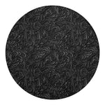 Black Western Damask Floral Print Round Blanket