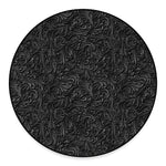 Black Western Damask Floral Print Round Floor Mat