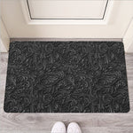 Black Western Damask Floral Print Rubber Doormat