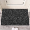 Black Western Damask Floral Print Rubber Doormat