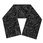Black Western Damask Floral Print Scarf