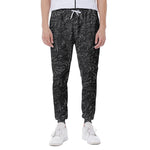 Black Western Damask Floral Print Scuba Joggers