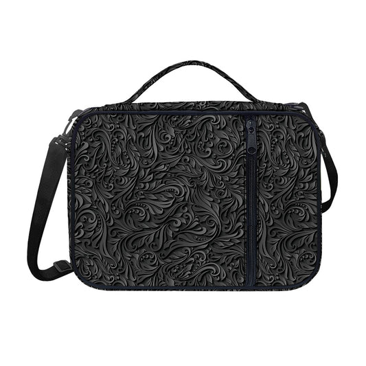 Black Western Damask Floral Print Shoulder Strap Bible Bag