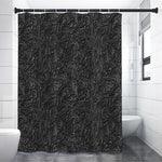 Black Western Damask Floral Print Shower Curtain