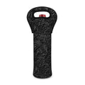 Black Western Damask Floral Print Single Neoprene Wine Tote