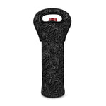 Black Western Damask Floral Print Single Neoprene Wine Tote