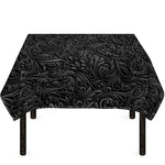 Black Western Damask Floral Print Tablecloth