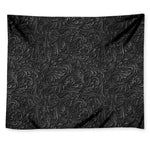 Black Western Damask Floral Print Tapestry