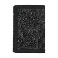 Black Western Damask Floral Print Trifold Wallet