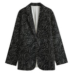 Black Western Damask Floral Print Women's Blazer