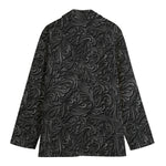 Black Western Damask Floral Print Women's Blazer