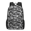 Black White And Grey Digital Camo Print 17 Inch Backpack