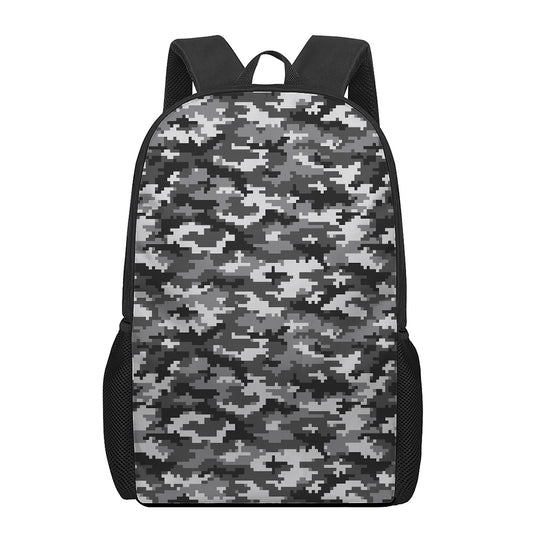 Black White And Grey Digital Camo Print 17 Inch Backpack
