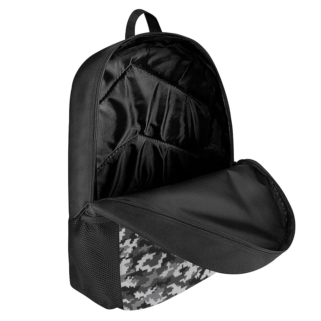 Black White And Grey Digital Camo Print 17 Inch Backpack