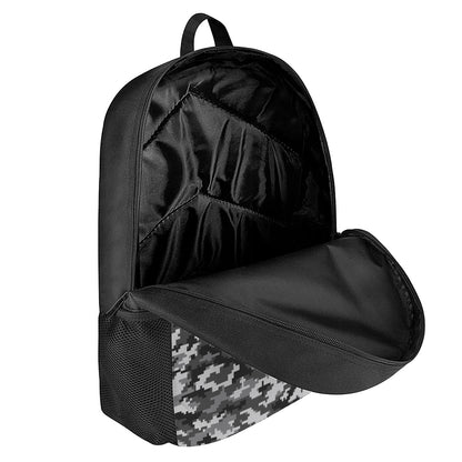 Black White And Grey Digital Camo Print 17 Inch Backpack
