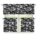 Black White And Grey Digital Camo Print 3 Piece Kitchen Curtains