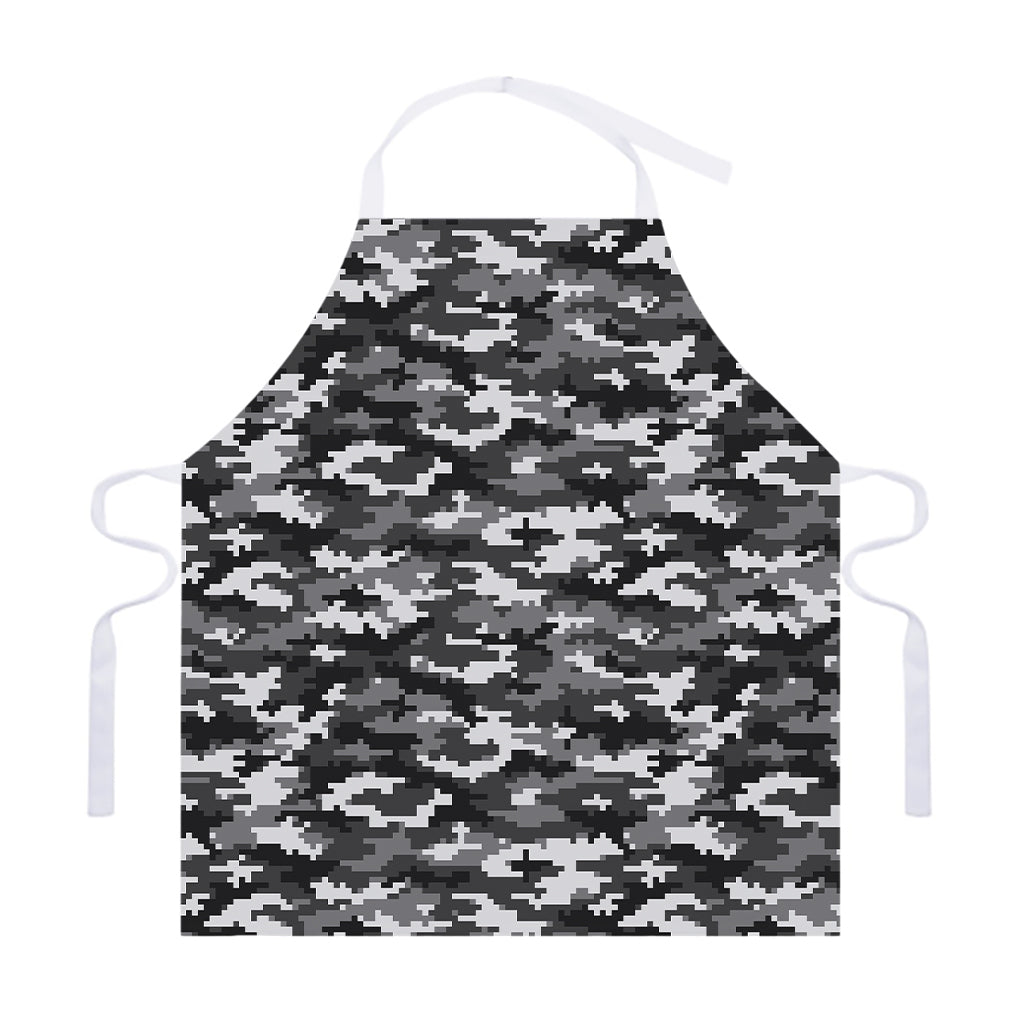 Black White And Grey Digital Camo Print Adjustable Apron