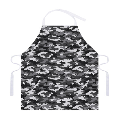 Black White And Grey Digital Camo Print Adjustable Apron
